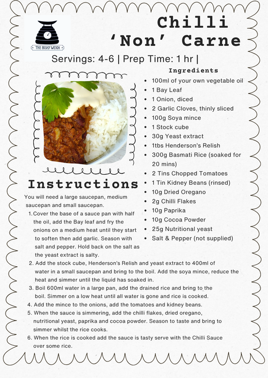 Chilli 'Non' Carne (separate ingredients needed for this recipe, see below)